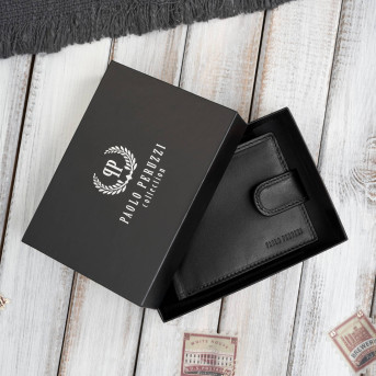 Portfel męski skórzany klasyczna czerń RFID Paolo Peruzzi AL-16-BL