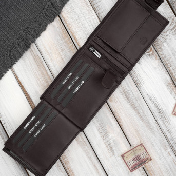 Portfel męski skórzany brązowy z ochroną RFID Paolo Peruzzi AL-16-BR