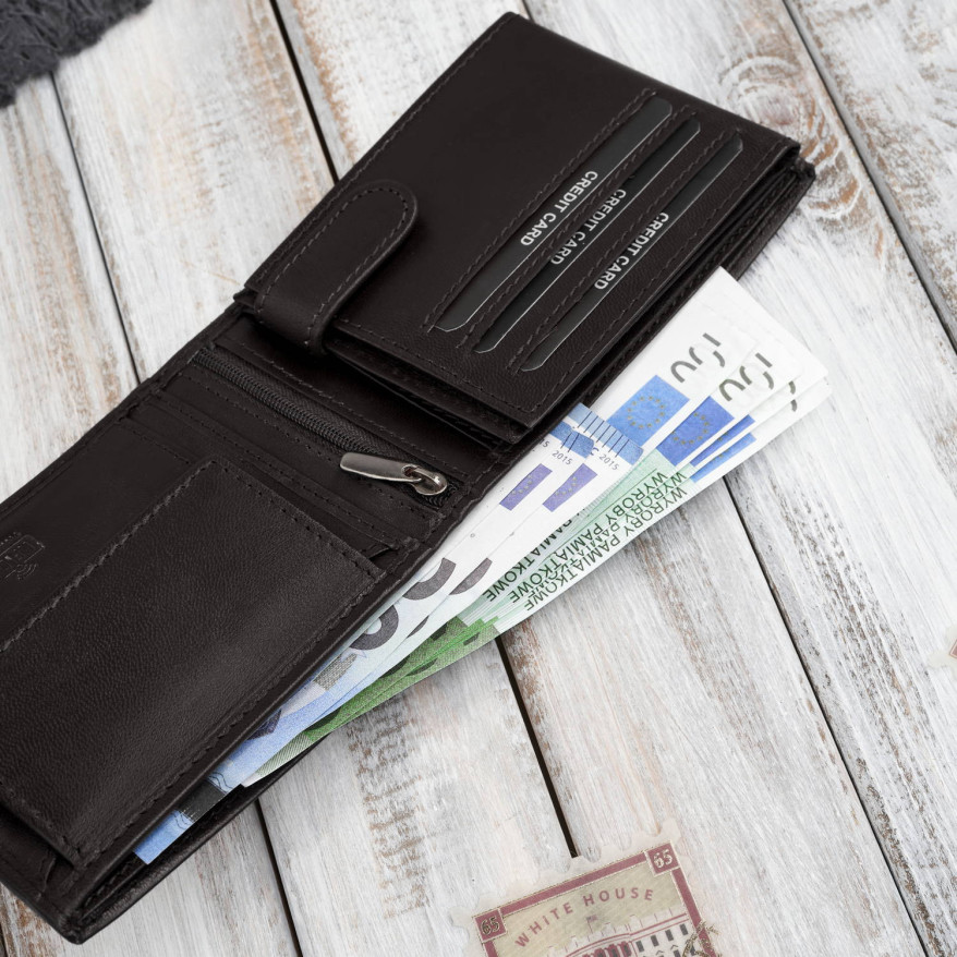 Portfel męski skórzany brązowy z ochroną RFID Paolo Peruzzi AL-16-BR