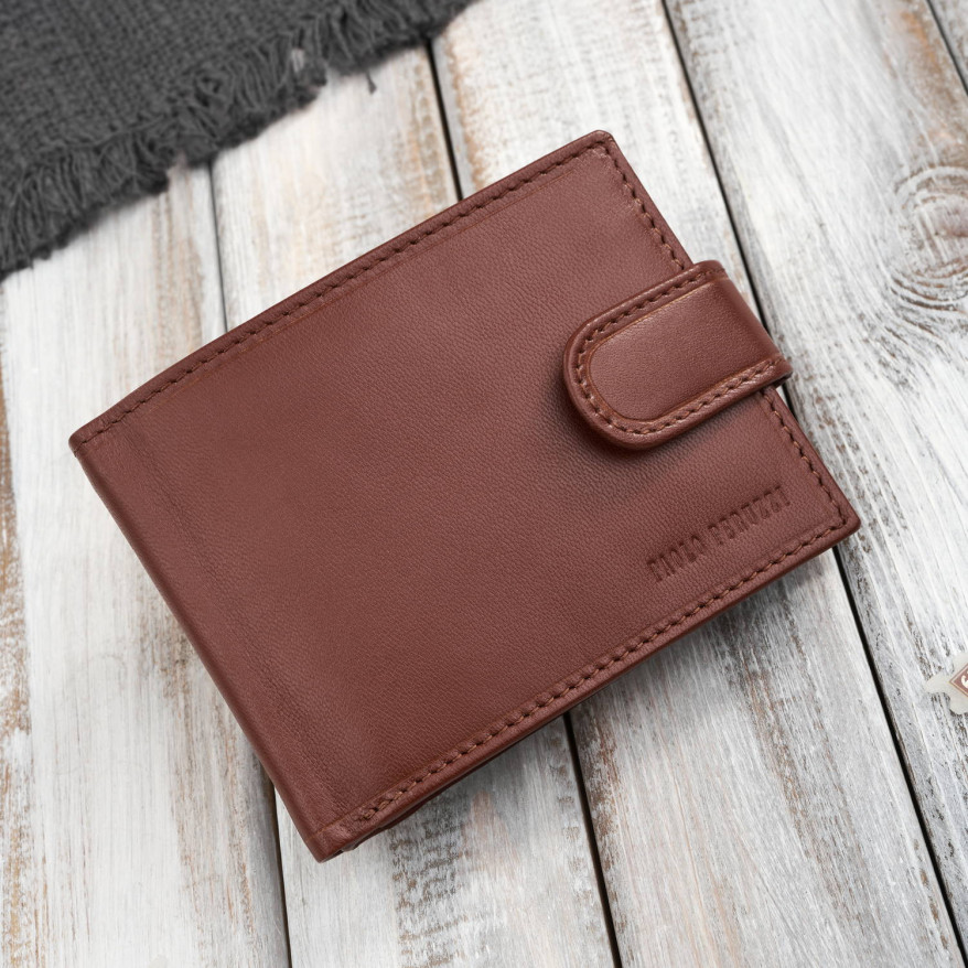 Portfel męski skórzany koniakowy RFID na prezent Paolo Peruzzi AL-16-CG