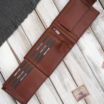 Portfel męski skórzany koniakowy RFID na prezent Paolo Peruzzi AL-16-CG