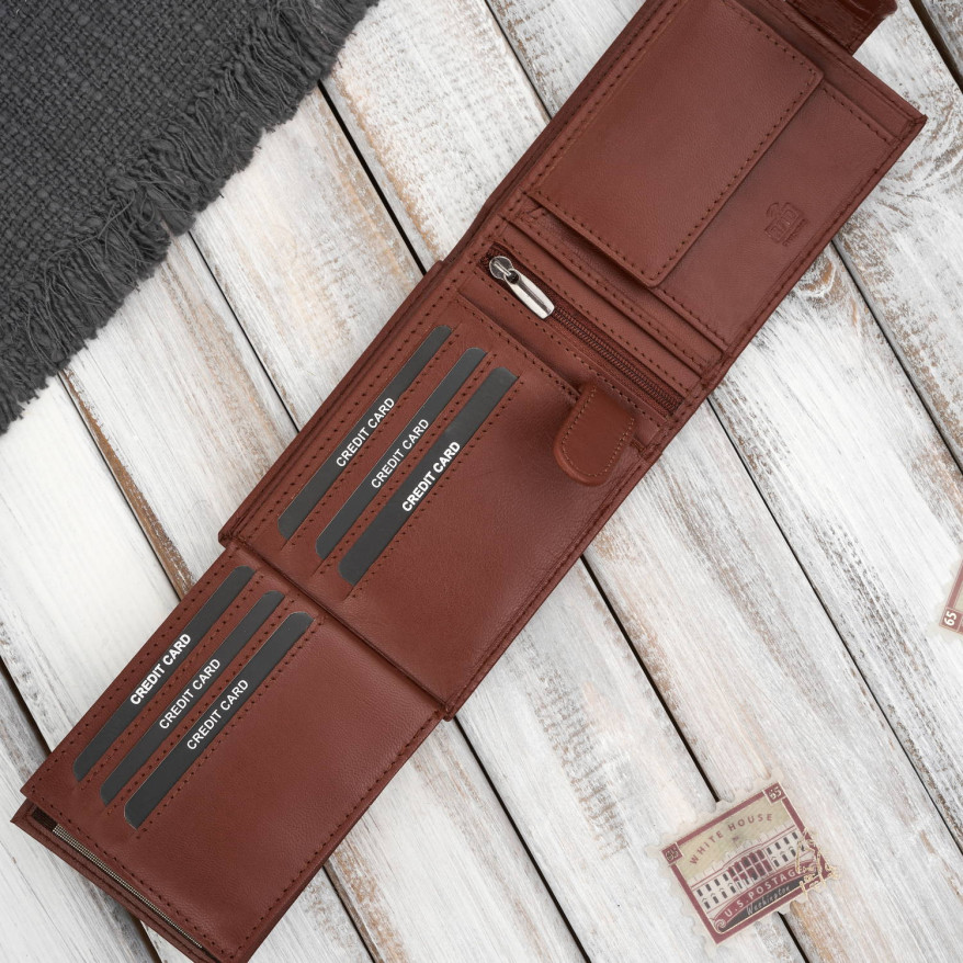 Portfel męski skórzany koniakowy RFID na prezent Paolo Peruzzi AL-16-CG