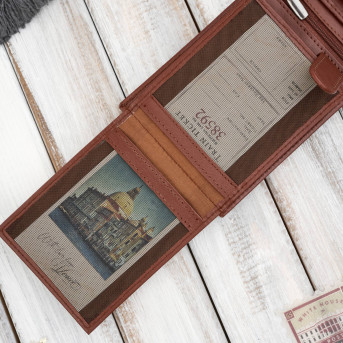 Portfel męski skórzany koniakowy RFID na prezent Paolo Peruzzi AL-16-CG