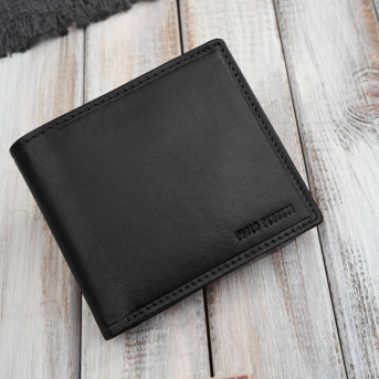 Klasyczny męski portfel skórzany w kolorze czarnym z ochroną RFID Paolo Peruzzi AL-17-BL