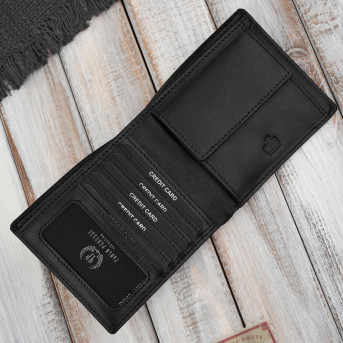 Klasyczny męski portfel skórzany w kolorze czarnym z ochroną RFID Paolo Peruzzi AL-17-BL