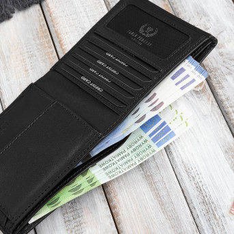 Klasyczny męski portfel skórzany w kolorze czarnym z ochroną RFID Paolo Peruzzi AL-17-BL