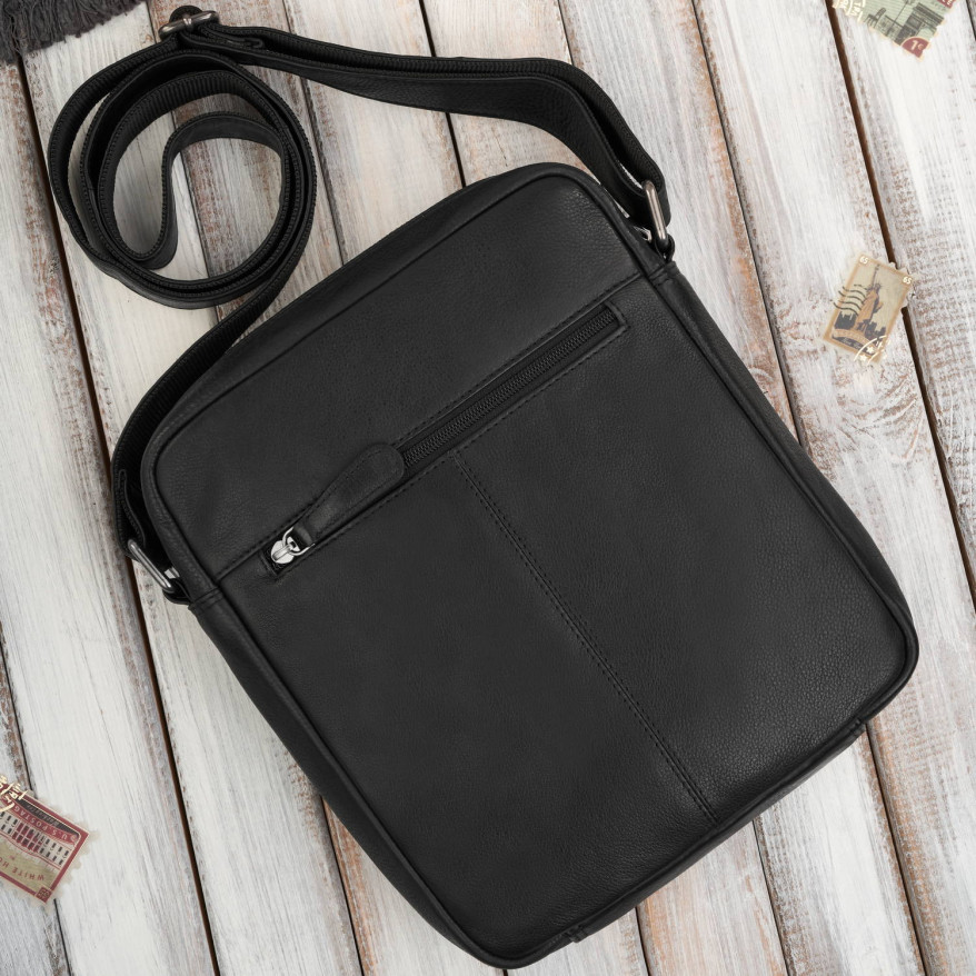 Listonoszka męska skórzana na ramię torba męska w kolorze czarnym Paolo Peruzzi AL-20-BL