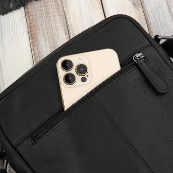 Listonoszka męska skórzana na ramię torba męska w kolorze czarnym Paolo Peruzzi AL-20-BL