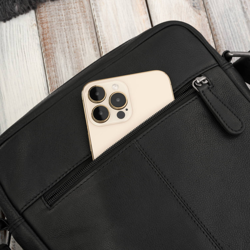 Listonoszka męska skórzana na ramię torba męska w kolorze czarnym Paolo Peruzzi AL-20-BL