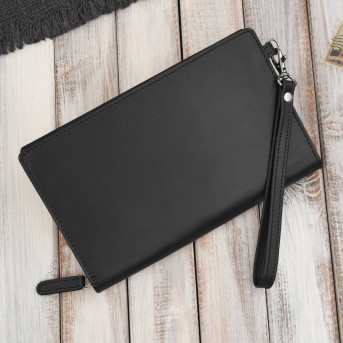 Saszetka męska skórzana do ręki elegancka czarna AL-26-BL