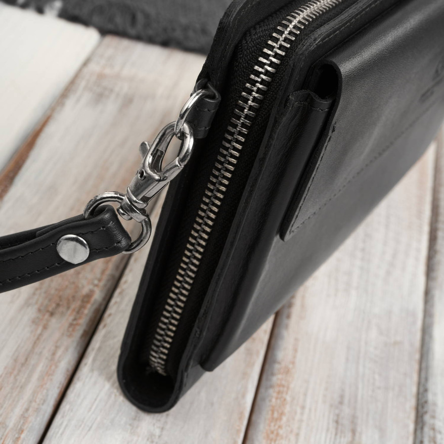 Saszetka męska skórzana do ręki elegancka czarna AL-26-BL