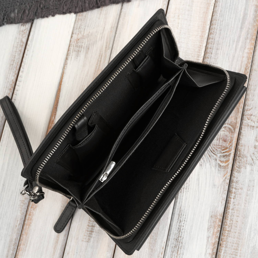 Saszetka męska skórzana do ręki elegancka czarna AL-26-BL