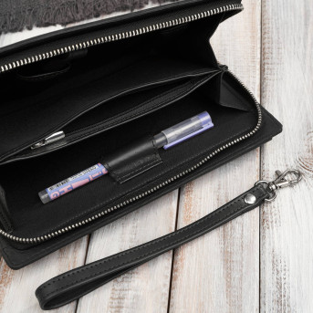 Saszetka męska skórzana do ręki elegancka czarna AL-26-BL