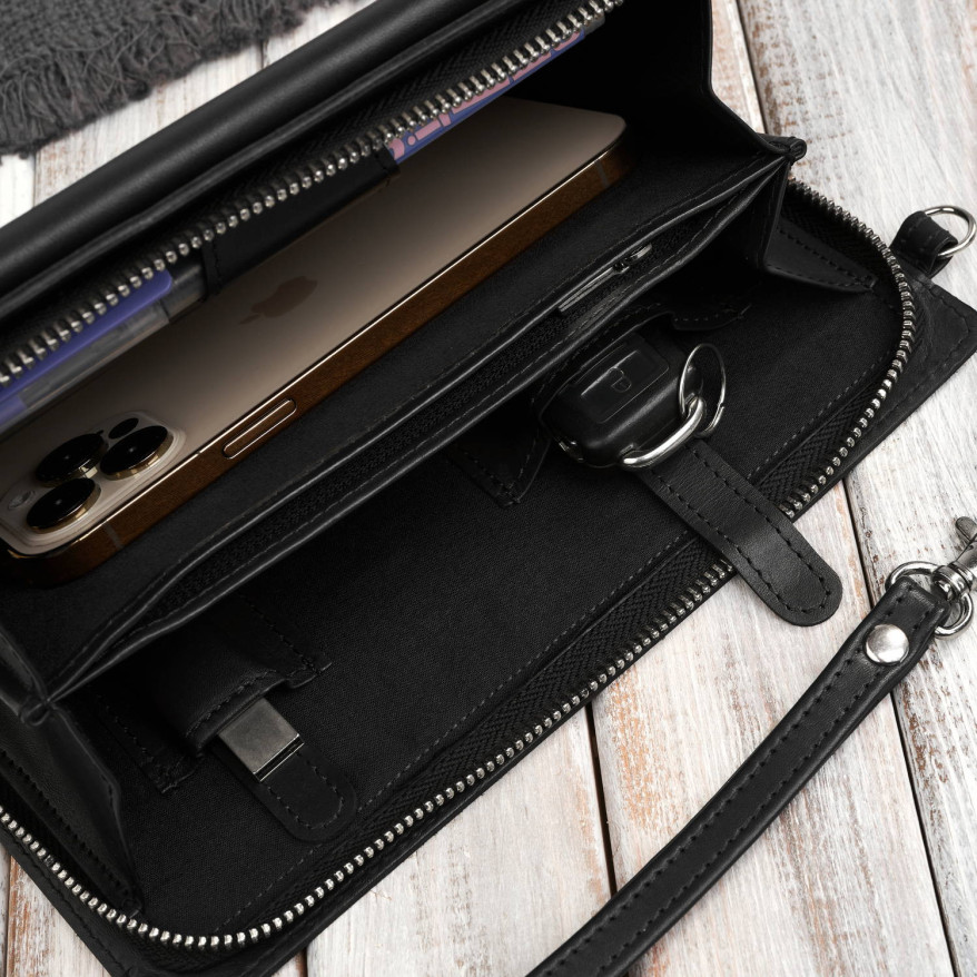 Saszetka męska skórzana do ręki elegancka czarna AL-26-BL