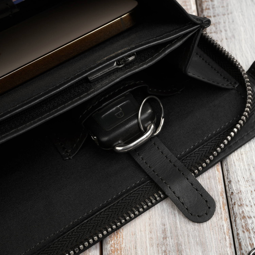 Saszetka męska skórzana do ręki elegancka czarna AL-26-BL