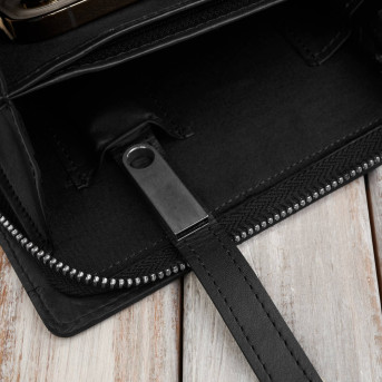 Saszetka męska skórzana do ręki elegancka czarna AL-26-BL