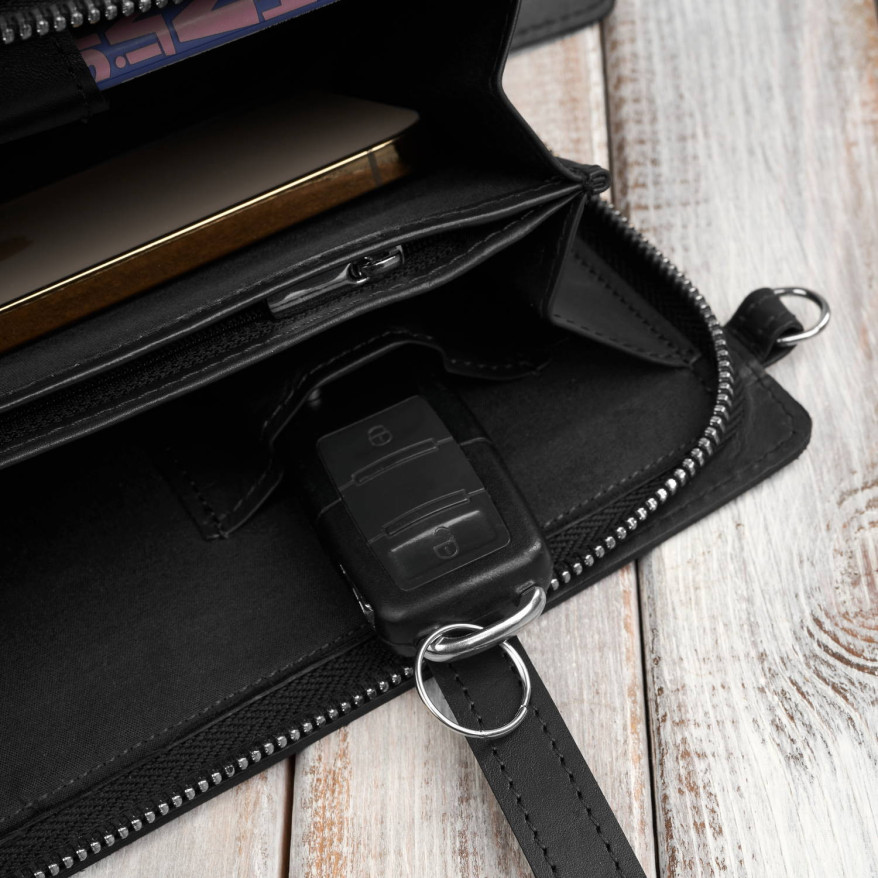 Saszetka męska skórzana do ręki elegancka czarna AL-26-BL