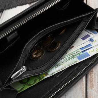 Saszetka męska skórzana do ręki elegancka czarna AL-26-BL