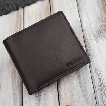 Brązowy portfel męski skórzany smukły poziomy Paolo Peruzzi AL-17-BR