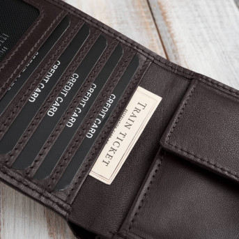 Brązowy portfel męski skórzany smukły poziomy Paolo Peruzzi AL-17-BR