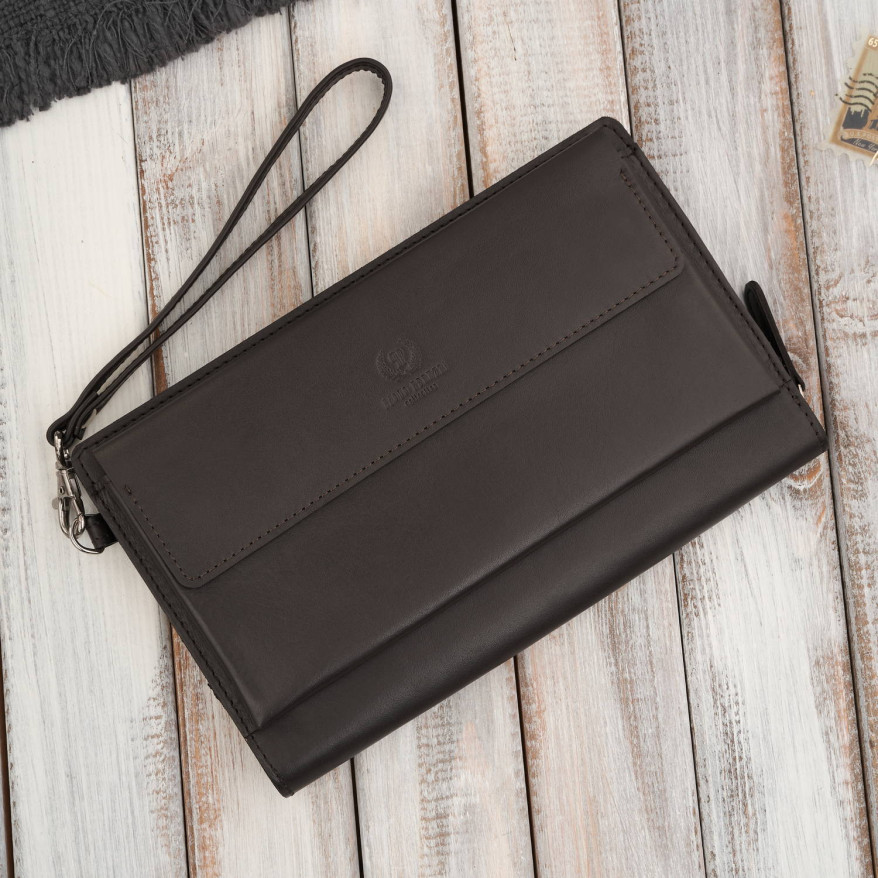 Saszetka męska skórzana do ręki elegancka brązowa AL-26-BR