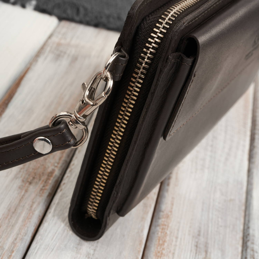 Saszetka męska skórzana do ręki elegancka brązowa AL-26-BR