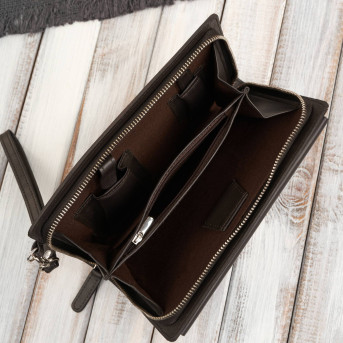Saszetka męska skórzana do ręki elegancka brązowa AL-26-BR