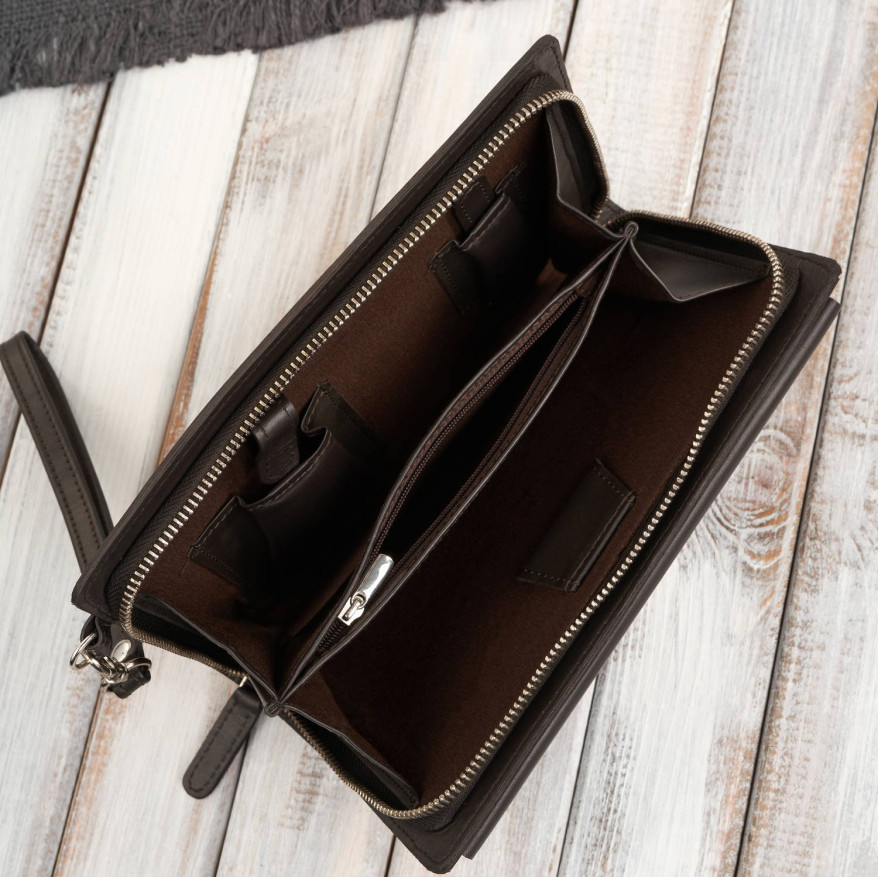 Saszetka męska skórzana do ręki elegancka brązowa AL-26-BR