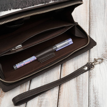Saszetka męska skórzana do ręki elegancka brązowa AL-26-BR