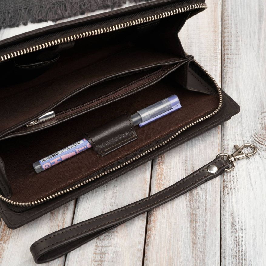 Saszetka męska skórzana do ręki elegancka brązowa AL-26-BR