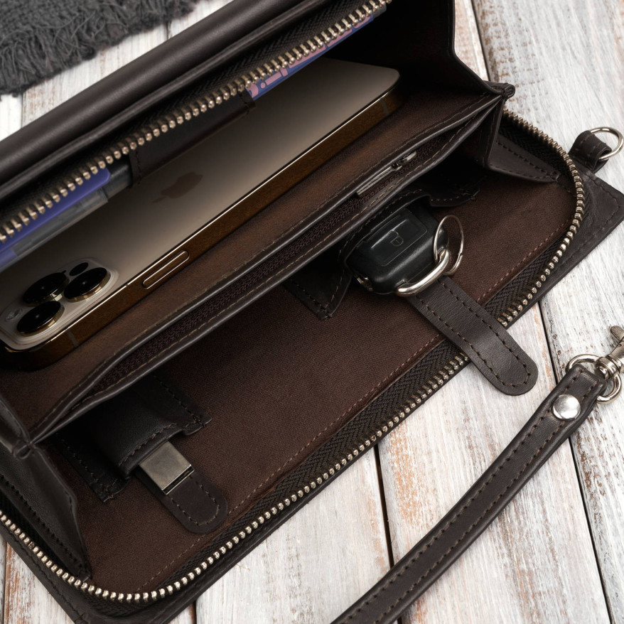 Saszetka męska skórzana do ręki elegancka brązowa AL-26-BR