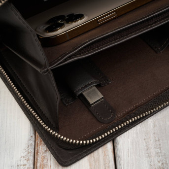 Saszetka męska skórzana do ręki elegancka brązowa AL-26-BR