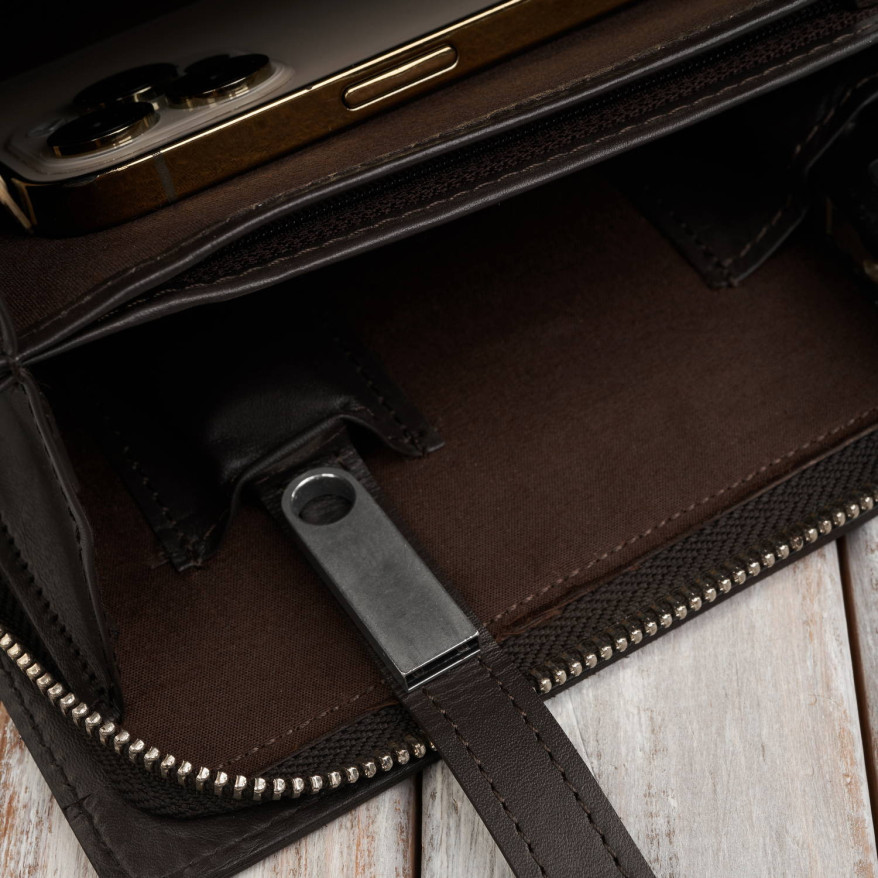 Saszetka męska skórzana do ręki elegancka brązowa AL-26-BR