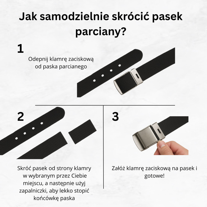 Pasek parciany męski czarny 95 cm Paolo Peruzzi PW-25