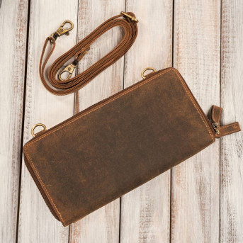 Skórzana kopertówka damska do ręki na ramię portfel damski T-137-HBR