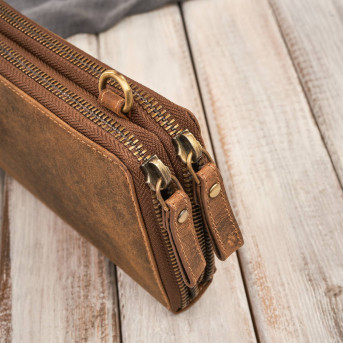 Skórzana kopertówka damska do ręki na ramię portfel damski T-137-HBR