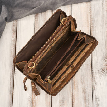 Skórzana kopertówka damska do ręki na ramię portfel damski T-137-HBR