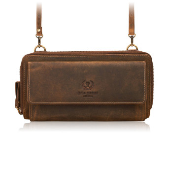 Skórzana kopertówka damska do ręki na ramię portfel damski T-137-HBR