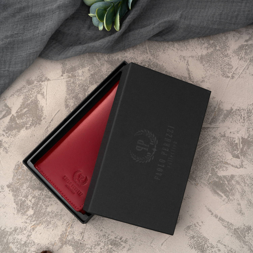 Portfel damski skórzany duży czerwony z ochroną RFID T-140-RD