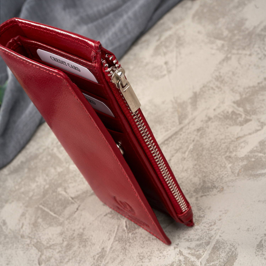 Portfel damski skórzany duży czerwony z ochroną RFID T-140-RD