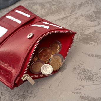 Portfel damski skórzany duży czerwony z ochroną RFID T-140-RD