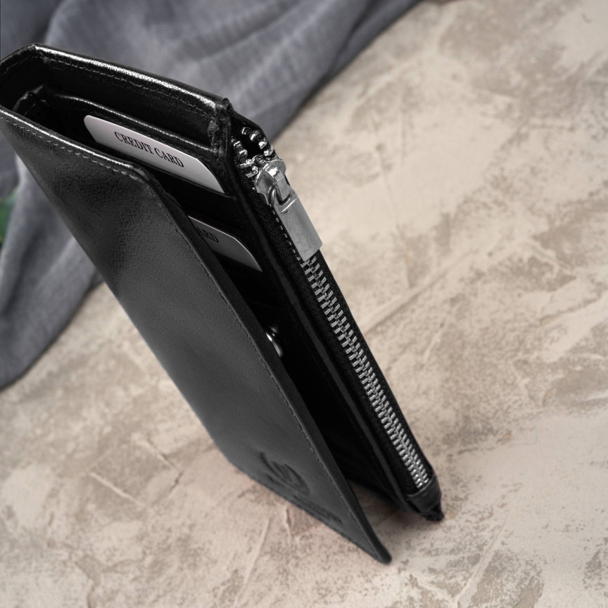 Portfel damski skórzany duży czarny z ochroną RFID T-140-BL