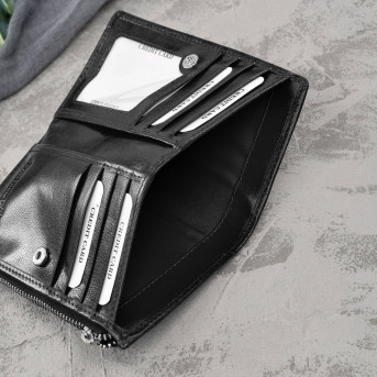 Portfel damski skórzany duży czarny z ochroną RFID T-140-BL