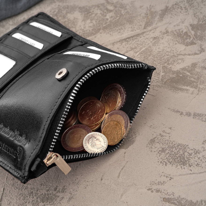 Portfel damski skórzany duży czarny z ochroną RFID T-140-BL