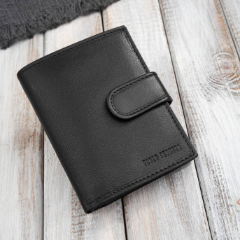 Portfel męski skórzany klasyczny pionowy czarny z RFID AL-18-BL