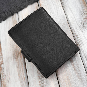 Portfel męski skórzany klasyczny pionowy czarny z RFID AL-18-BL