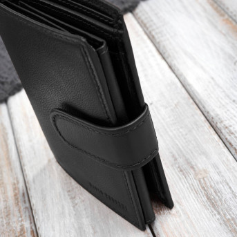 Portfel męski skórzany klasyczny pionowy czarny z RFID AL-18-BL