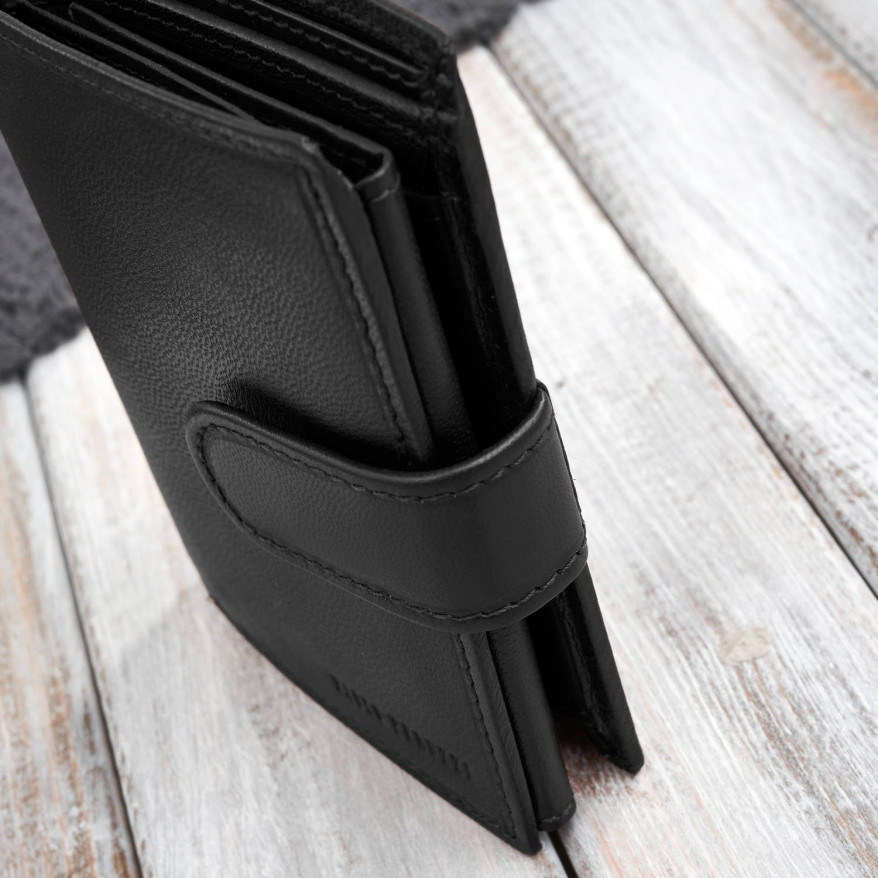 Portfel męski skórzany klasyczny pionowy czarny z RFID AL-18-BL