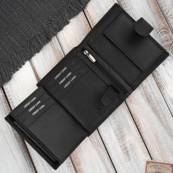 Portfel męski skórzany klasyczny pionowy czarny z RFID AL-18-BL