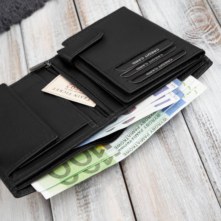 Portfel męski skórzany klasyczny pionowy czarny z RFID AL-18-BL